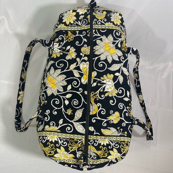Vera Bradley Large Yellow Bird Duffle Retired Pattern - Black Yellow White - Picture 5 of 14